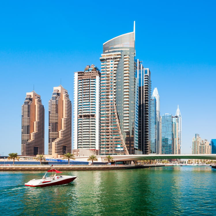 Dubai Marina District in Dubai, UAE